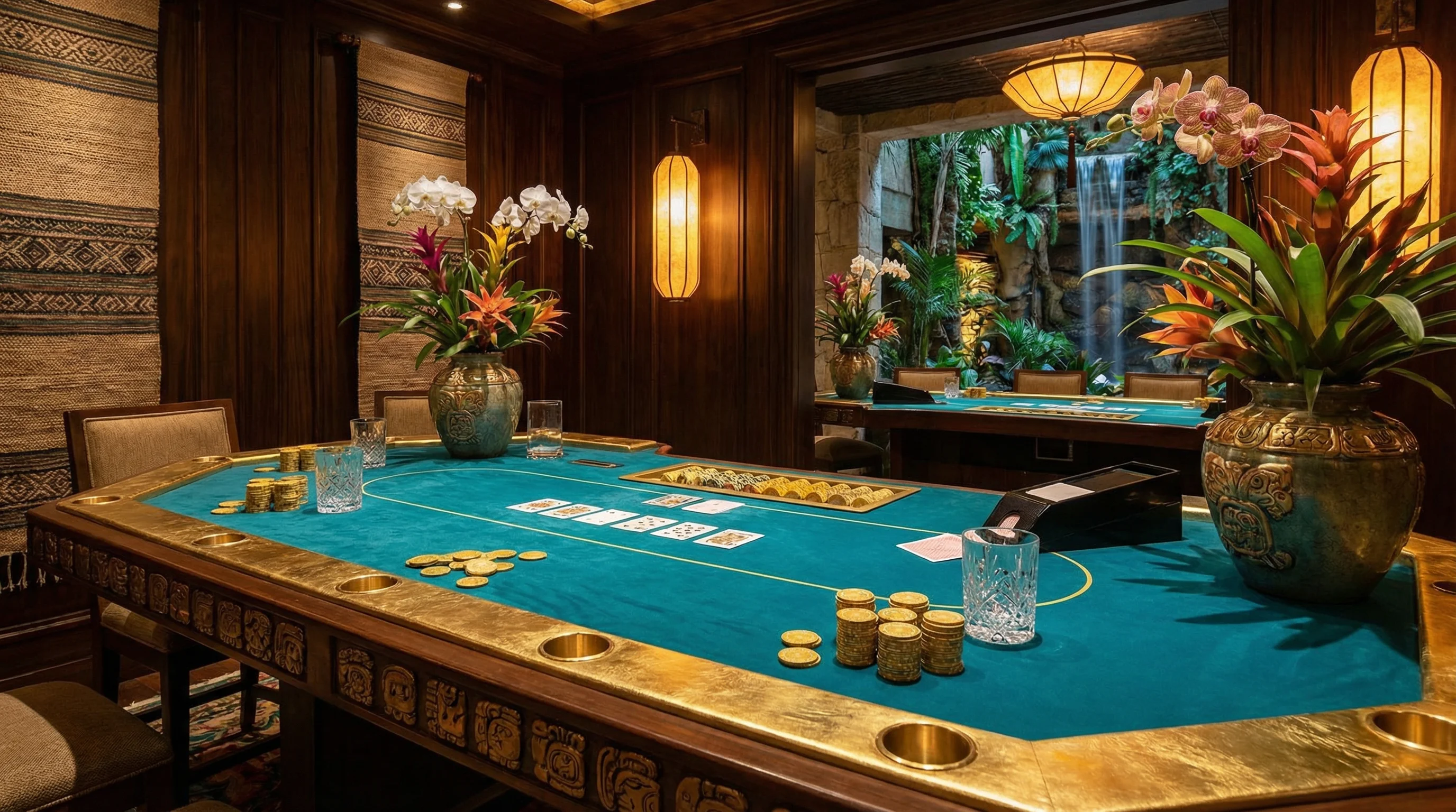 Mesa de bacará de lujo estilo Xcaret en Parley Apuestas