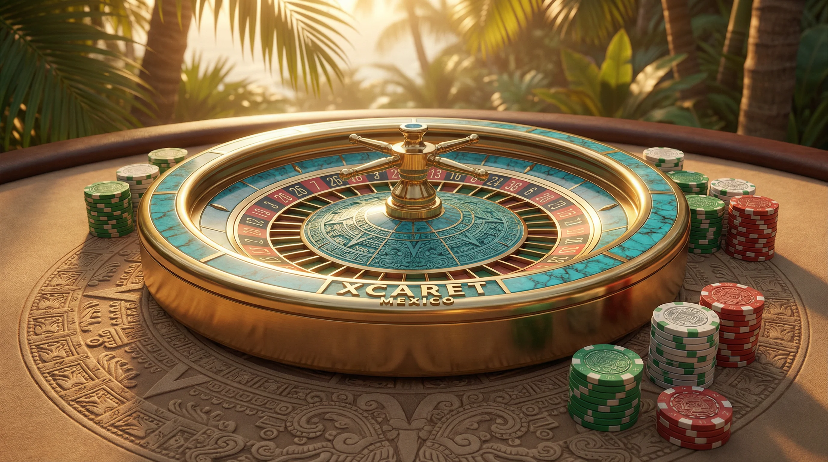 Ruleta dorada con diseño maya en Parley Apuestas